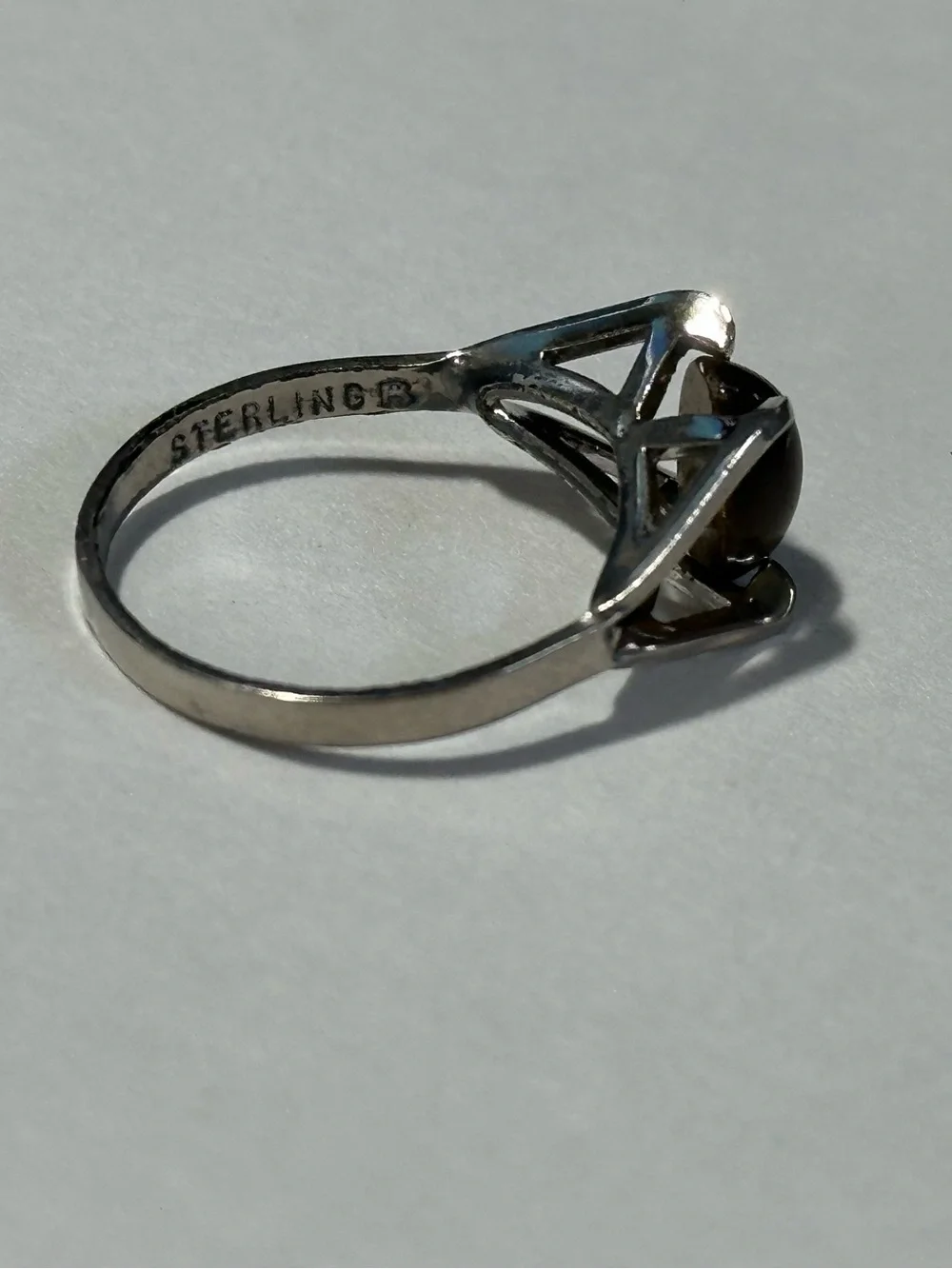 Vintage Modernist Sterling Silver Tiger's Eye Ring Size 6 Geometric Minimalist
